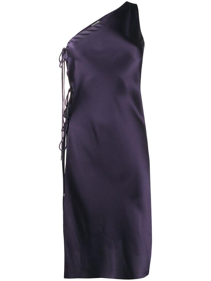 Chanel Pre-owned 1998 Side-tie Asymmetric Dress - Purple