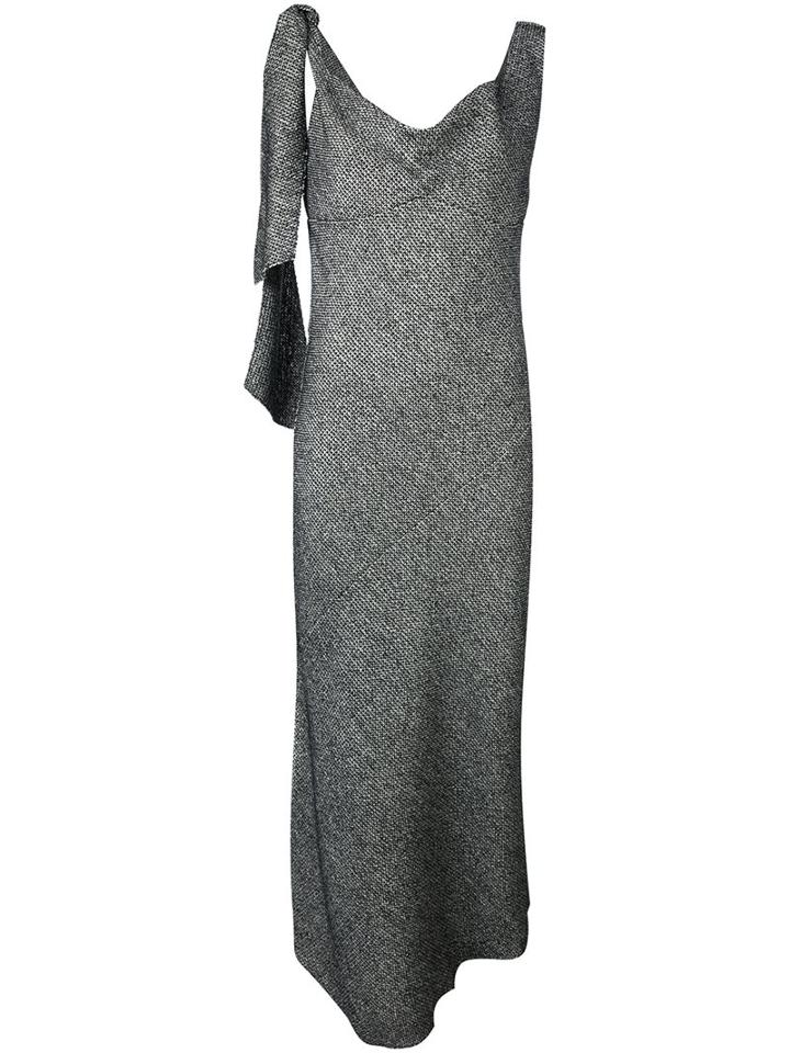 Maison Margiela Tweed Draped Dress, Women's, Size: 42, Black, Silk/acrylic/polyester/virgin Wool