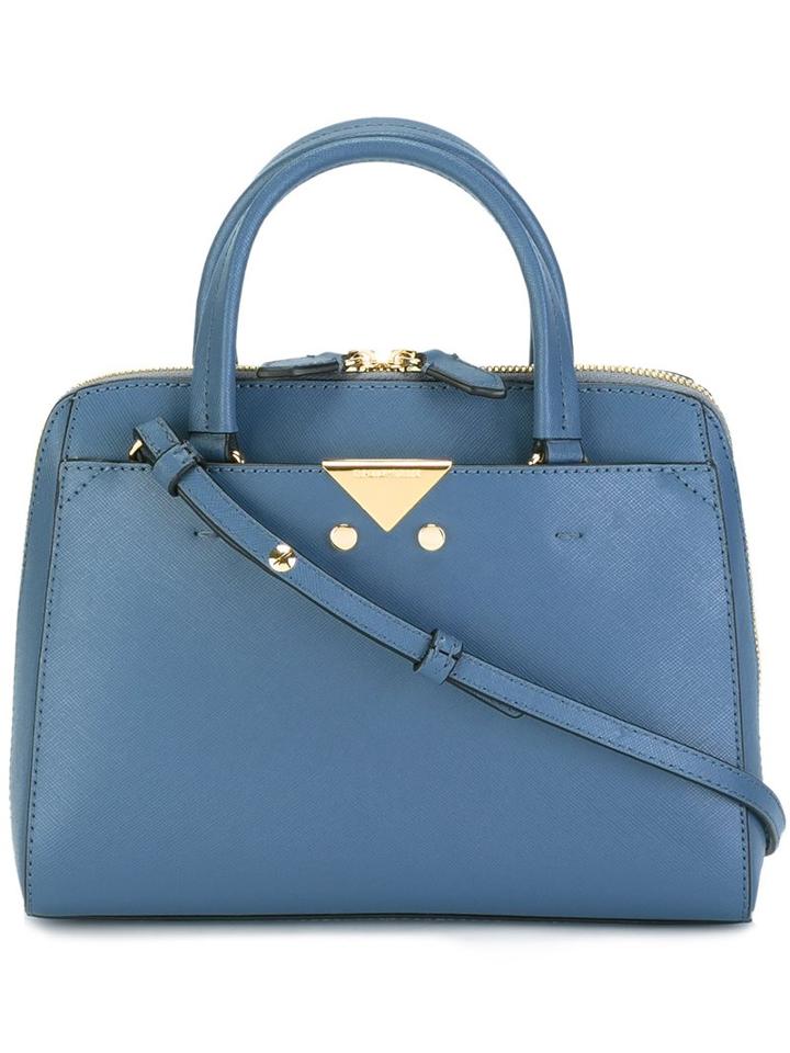 Emporio Armani Double Handles Zipped Tote, Women's, Blue