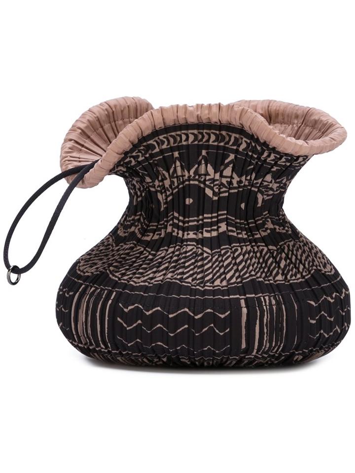 Pleats Please By Issey Miyake Printed Pleated Drawstring Pouch, Women's, Brown