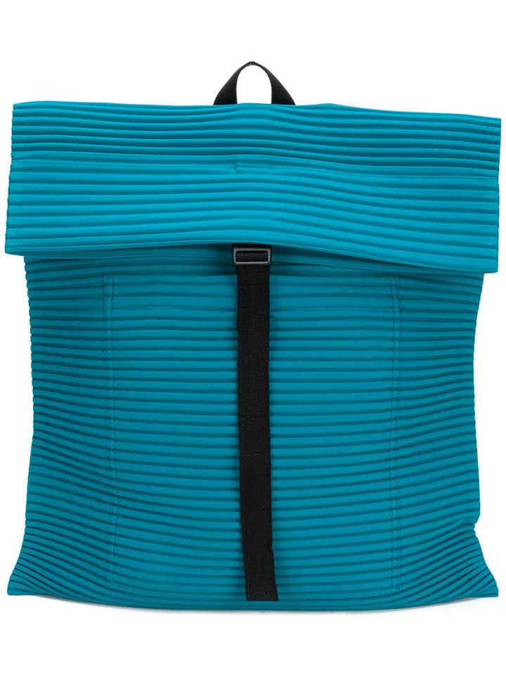 Homme Plissé Issey Miyake Ribbed Detail Backpack - Blue