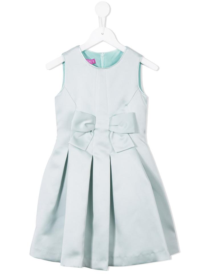 Valmax Kids - Bow Detail Pleated Dress - Kids - Polyester/viscose - 5 Yrs, Blue