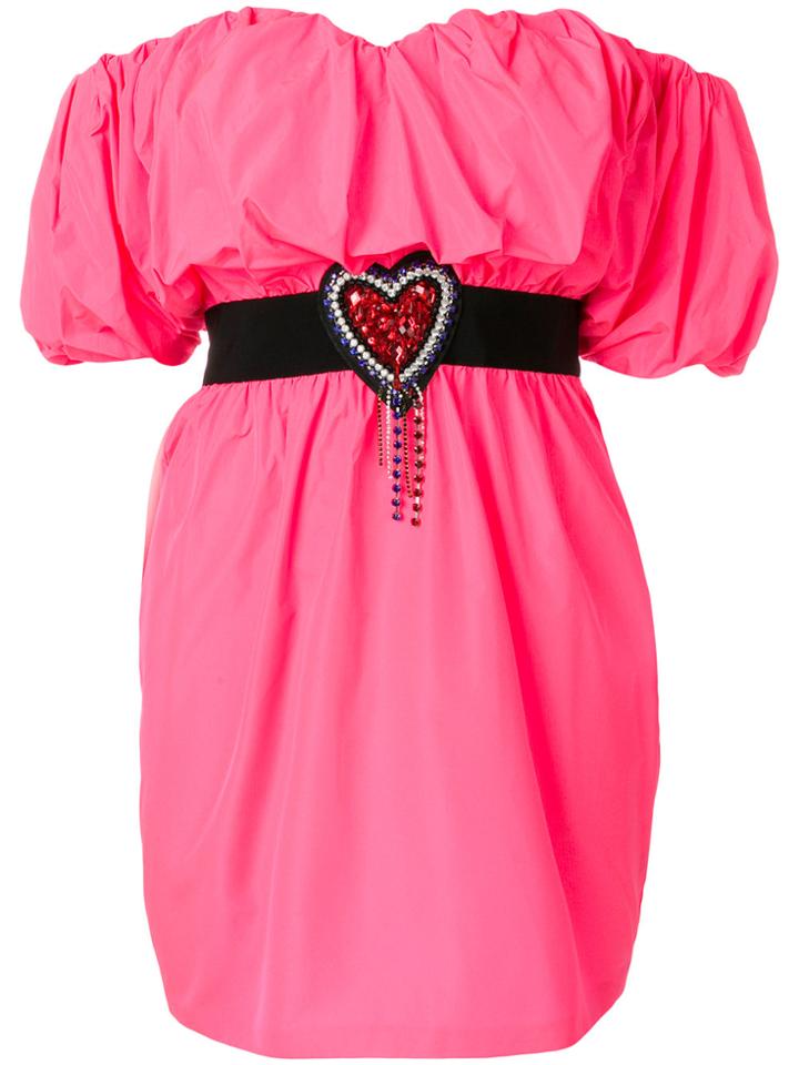 Msgm Off-the-shoulder Mini Dress - Pink & Purple