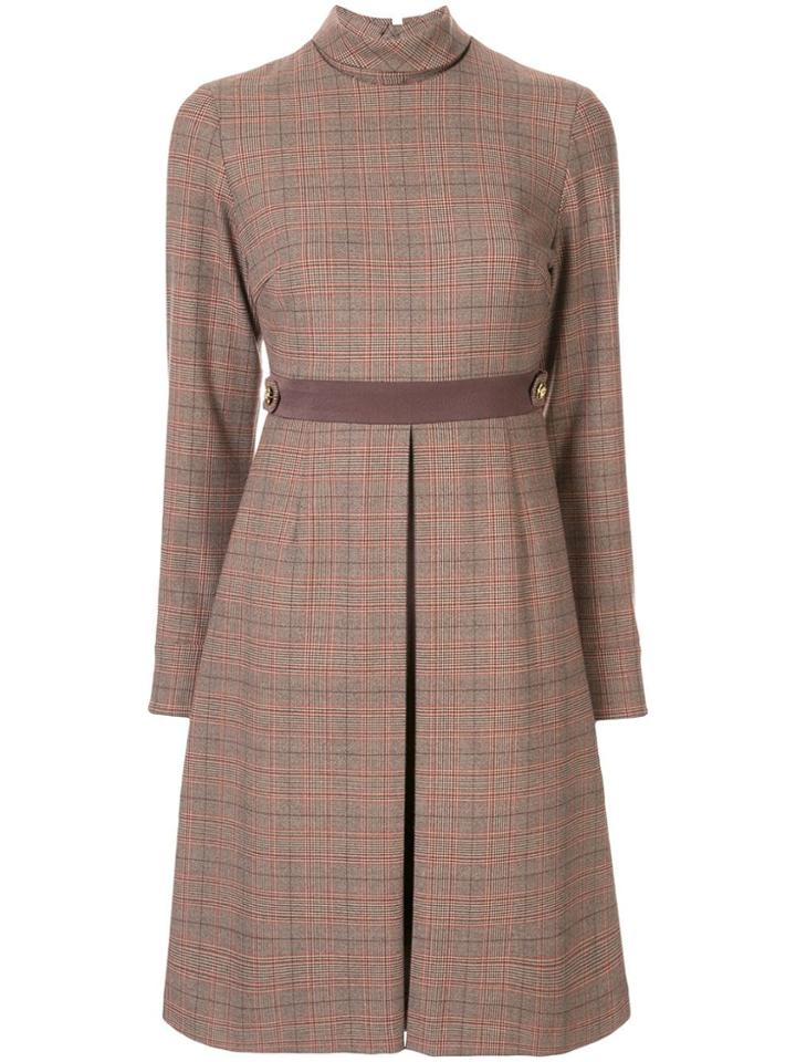 Loveless Check Pattern Dress - Brown