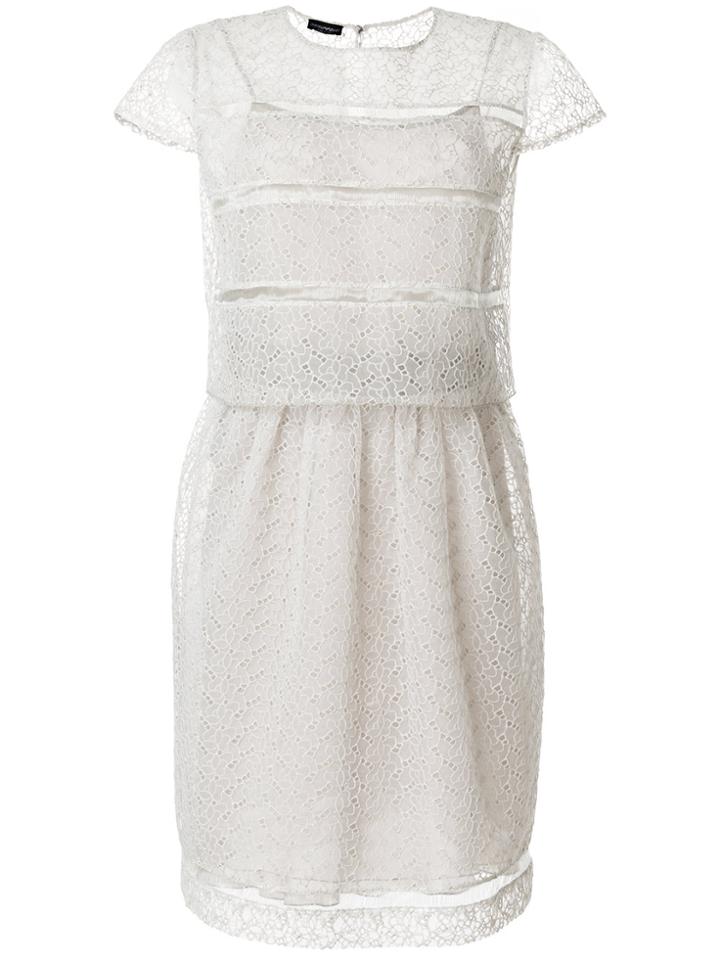 Emporio Armani Sheer Broderie Anglaise Dress - Grey