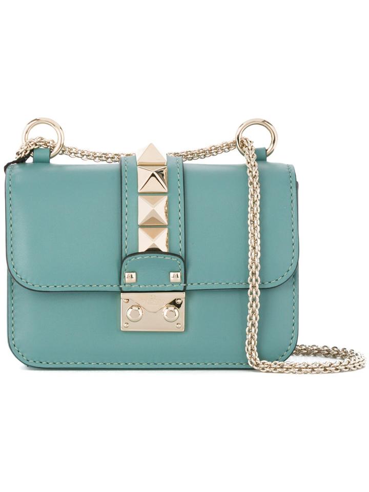 Valentino Valentino Garavani Glam Lock Shoulder Bag, Women's, Green, Calf Leather