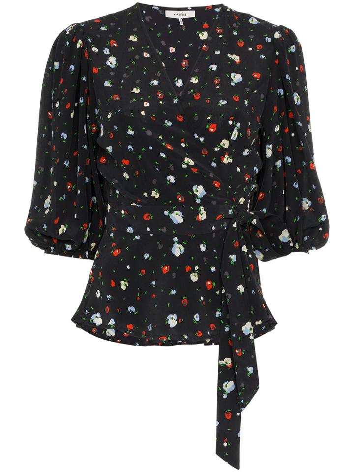 Ganni Nolana Silk Top - Black