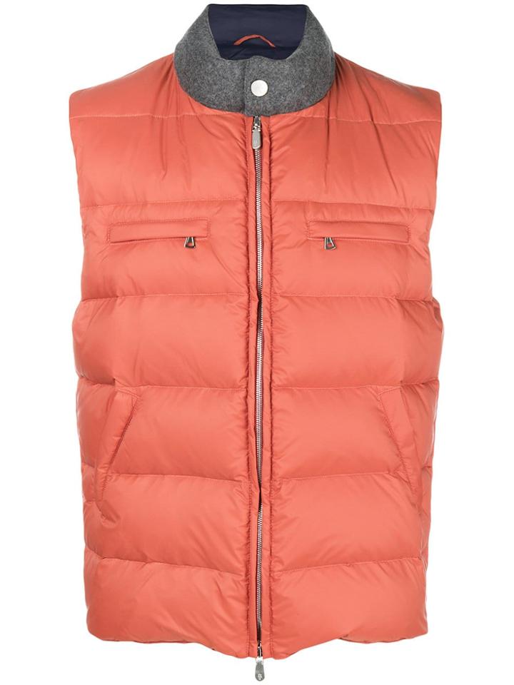 Eleventy Zipped Padded Vest - Yellow