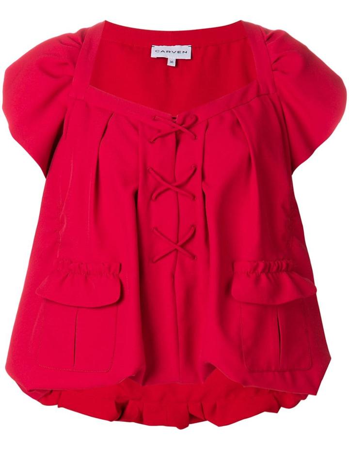 Carven Peplum Blouse - Red