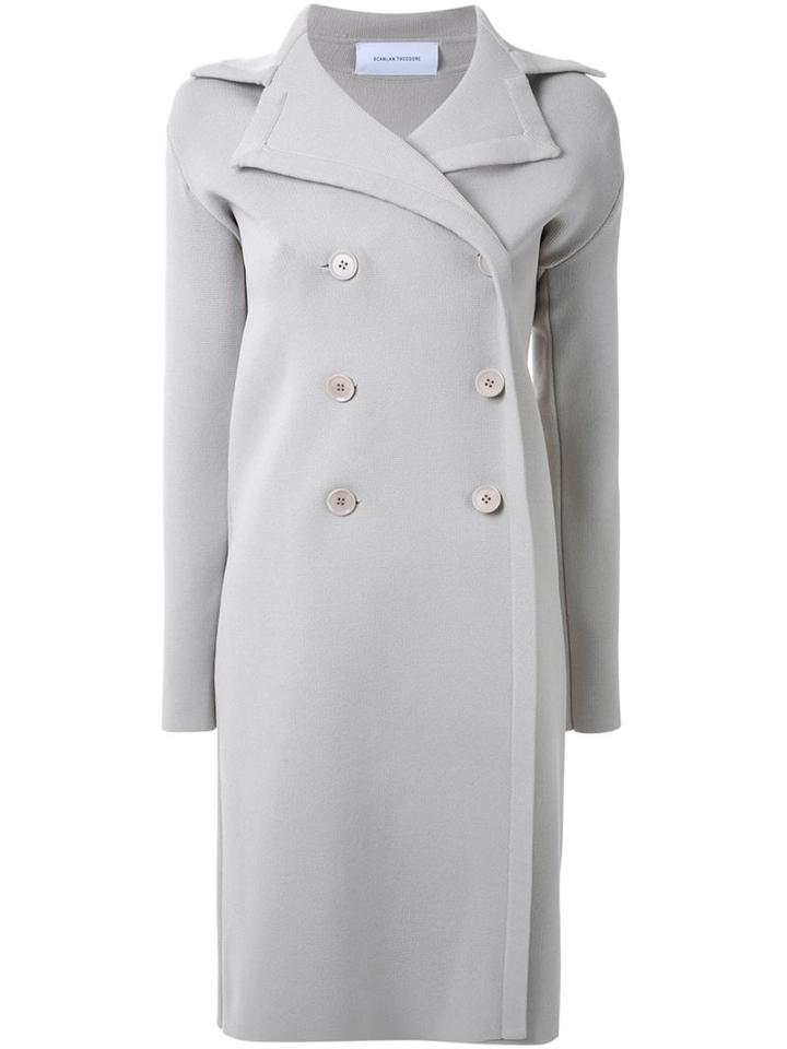 Scanlan Theodore Crepe Knit Double Breasted Coat