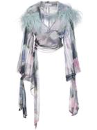 Fantabody Marabou Feather Wrap Top - Blue