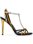 Fendi Strappy Logo High Heel Sandals - Black