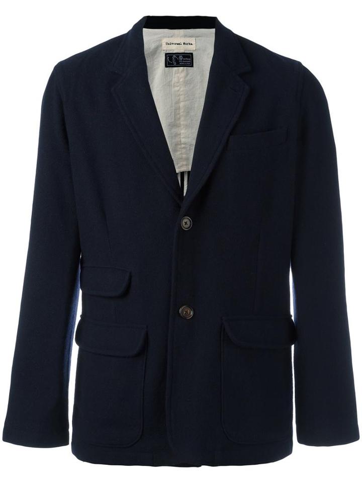 Universal Works Two Button Blazer, Men's, Size: Medium, Blue, Cotton/acrylic/polyester/wool