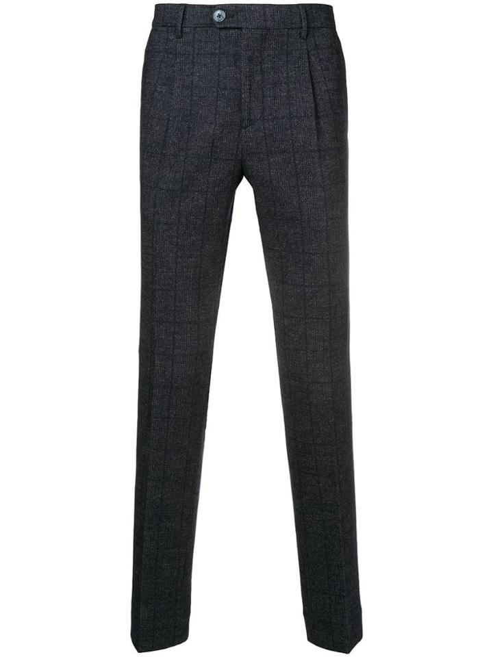 Sun 68 Checked Straight-leg Trousers - Blue