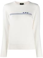 A.p.c. Logo Stripe Jumper - White