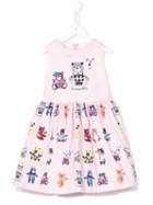 Simonetta Teddy Bear Print Dress, Girl's, Size: 6 Yrs, Pink/purple