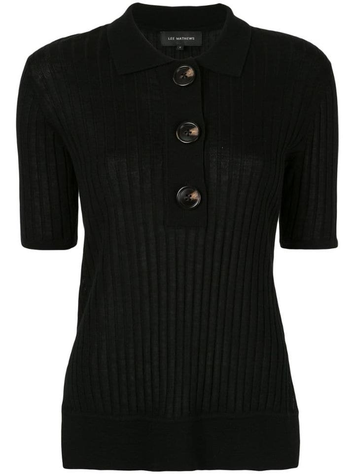 Lee Mathews Ribbed Polo Shirt - Black