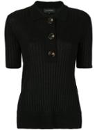 Lee Mathews Ribbed Polo Shirt - Black