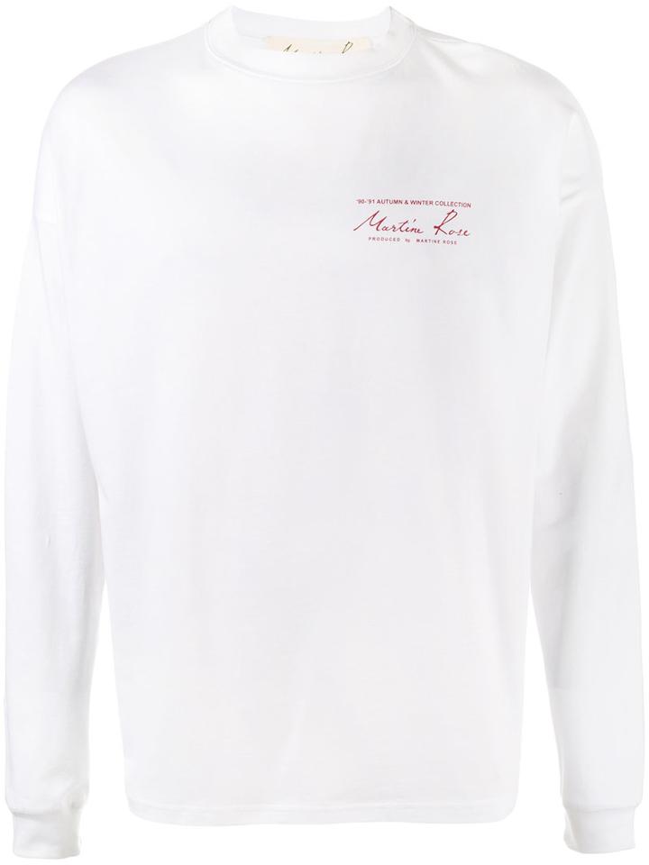 Martine Rose Logo Long Sleeved T-shirt, Men's, Size: Large, White, Cotton
