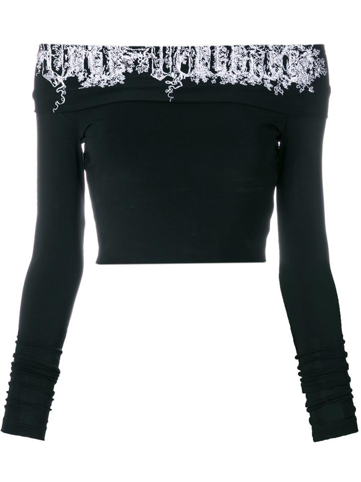 Off-white Front Logo Strapless Blouse - Black