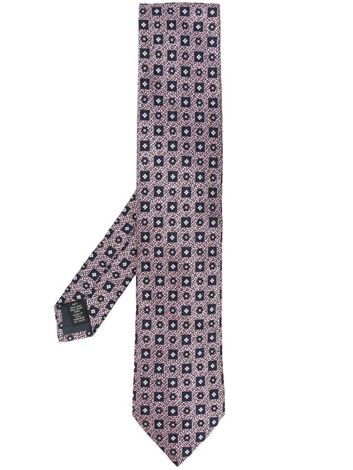 Ermenegildo Zegna Geometric Floral Pattern Tie - Pink