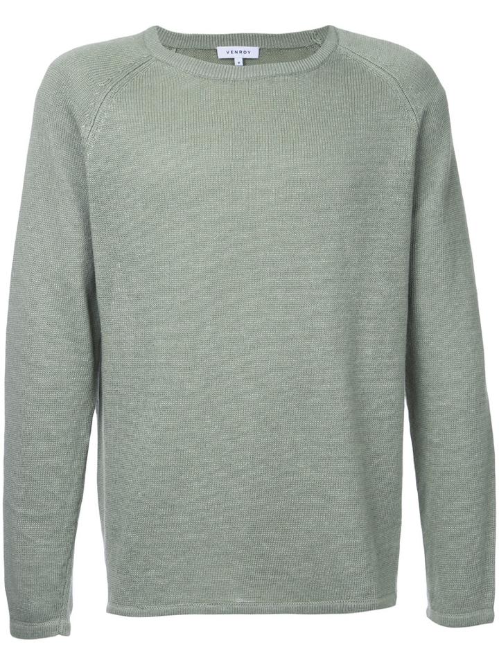 Venroy - Raglan Jumper - Men - Linen/flax - Xl, Green, Linen/flax