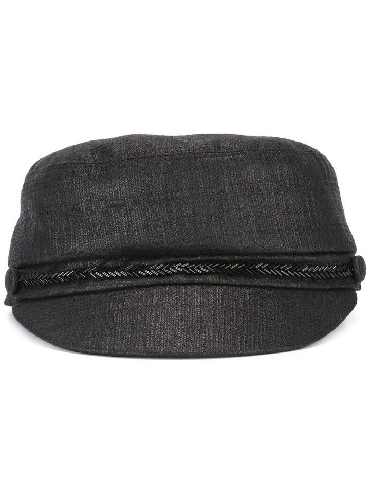 Eugenia Kim Elyse Biker Cap, Black, Linen/flax/polyurethane
