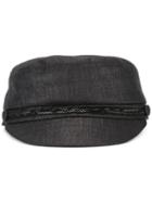 Eugenia Kim Elyse Biker Cap, Black, Linen/flax/polyurethane
