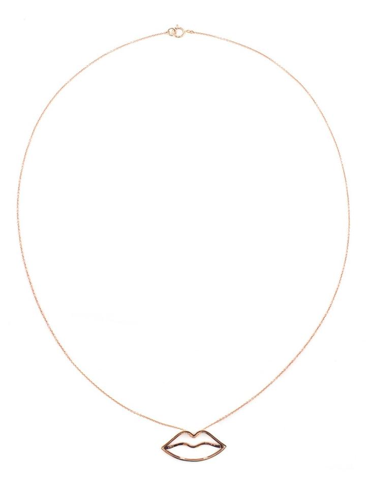 Rosa De La Cruz 18kt Rose Gold And Brown Diamond Lips Necklace -