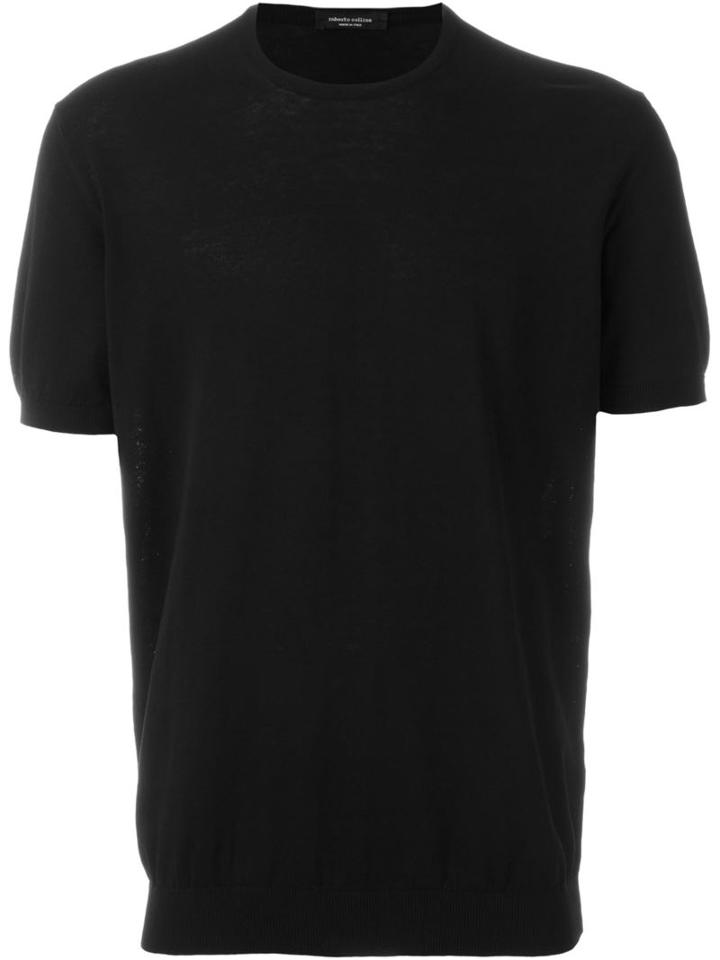 Roberto Collina Short Sleeve Jumper, Men's, Size: 54, Black, Cotton
