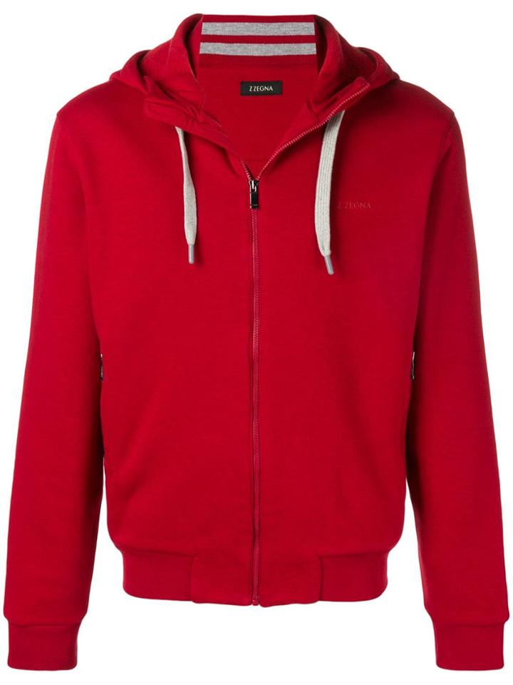 Z Zegna Zipped Hoodie - Red