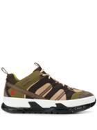 Burberry Nylon And Mesh Union Sneakers - Green