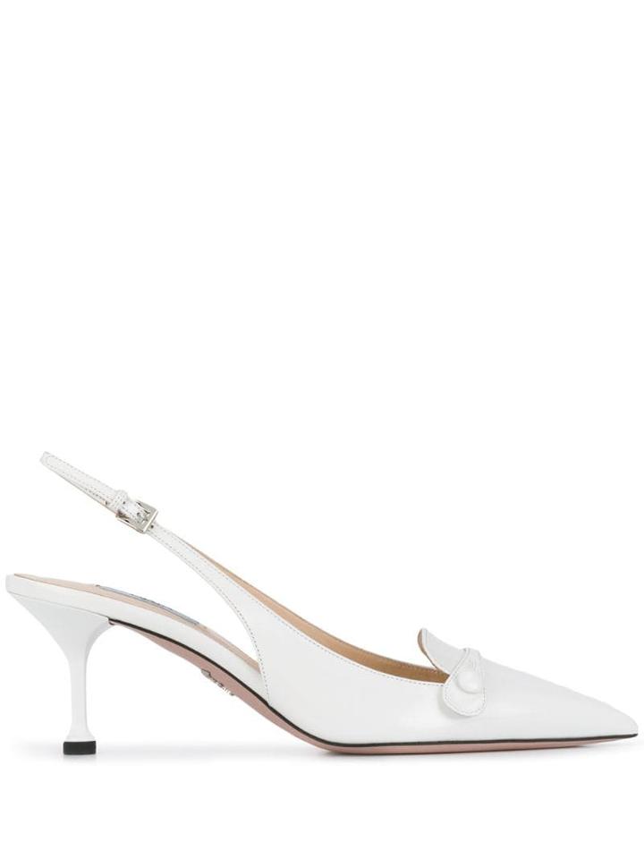 Prada Pointed Slingback Pumps - White