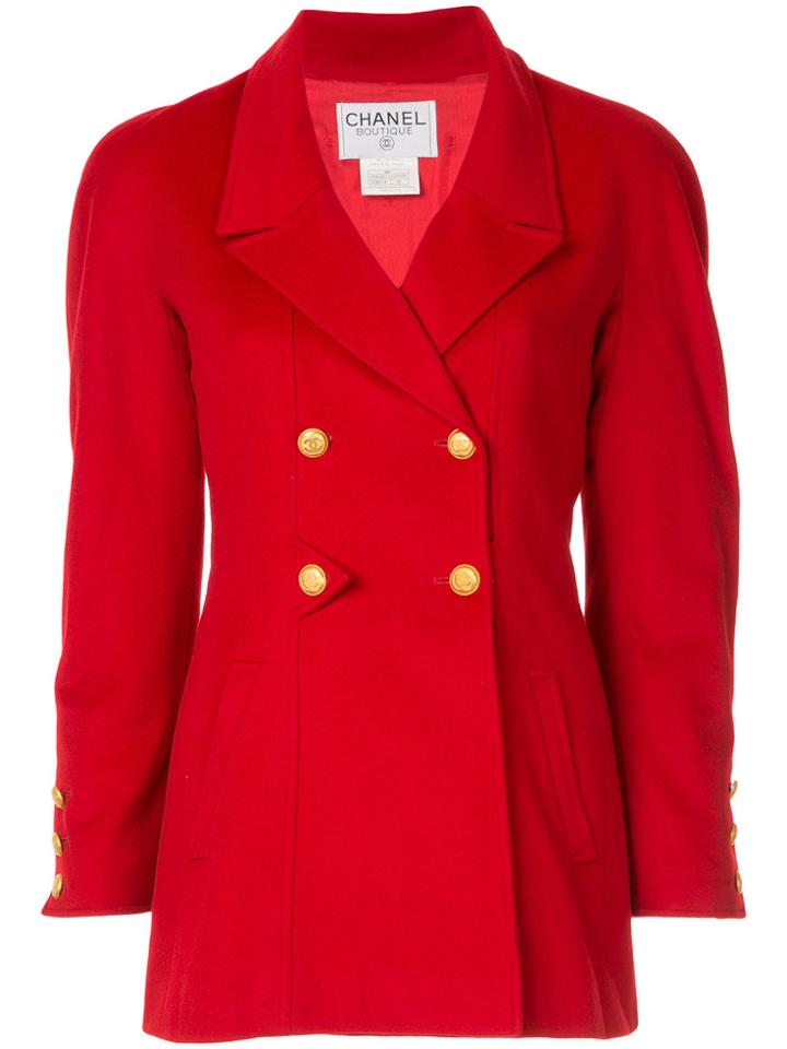 Chanel Vintage Cashmere Double-breasted Jacket - Red