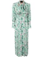 Erika Cavallini Floral Print Pussy Bow Dress - Green