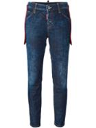 Dsquared2 Cropped Skinny Jeans, Women's, Size: 38, Blue, Cotton/spandex/elastane/polyester/silk