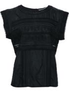 Veronica Beard Embroidered Top, Women's, Size: 4, Black, Cotton/silk
