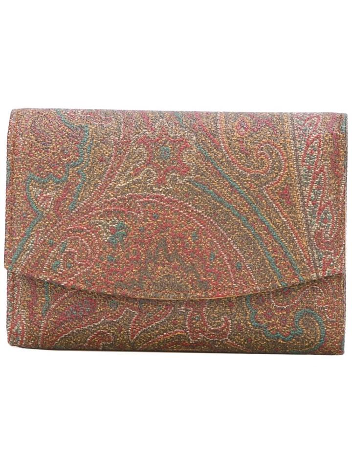 Etro Paisley Print Purse, Women's, Brown, Calf Leather/cotton/pvc/polyester