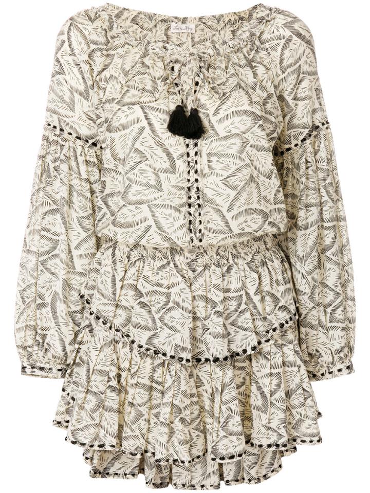 Love Shack Fancy Floral Print Tassel Dress - Nude & Neutrals