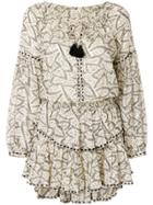 Love Shack Fancy Floral Print Tassel Dress - Nude & Neutrals