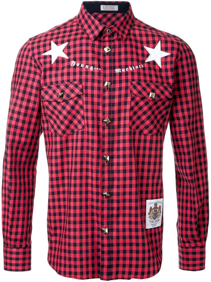Education From Youngmachines 'stars' Print Checked Shirt