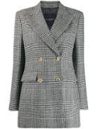 Ermanno Scervino Checked Double-breasted Coat - Black