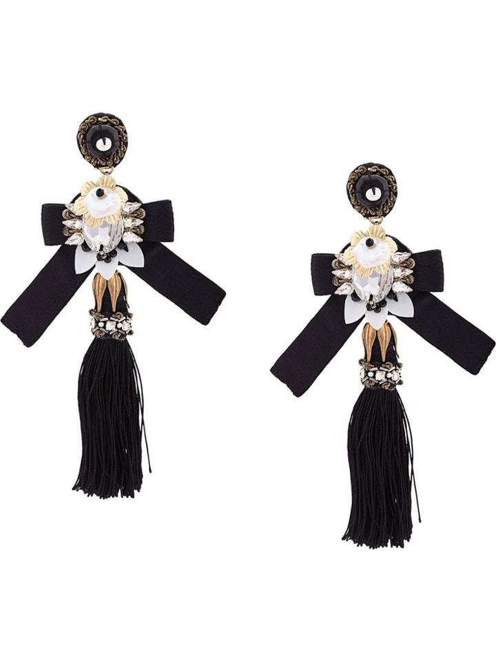 Ranjana Khan Oversized Tassel Earrings - Black