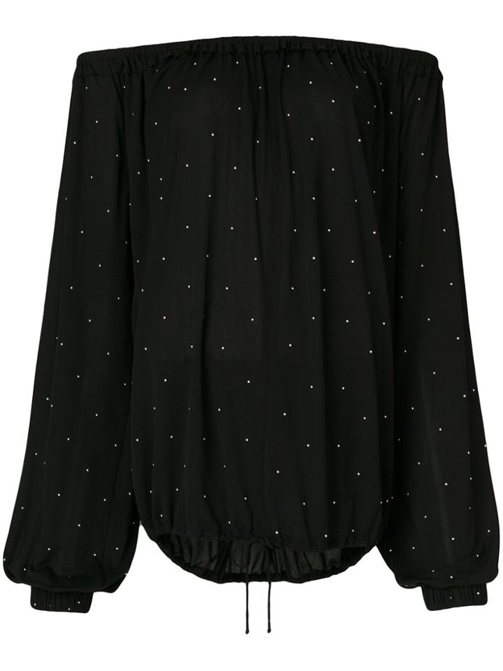 Saint Laurent Peasant Studded Blouse - Black