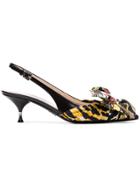 Prada Bow 55 Sling Back Sandals - Black