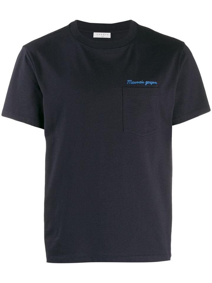 Sandro Paris Garçon Embroidered T-shirt - Blue