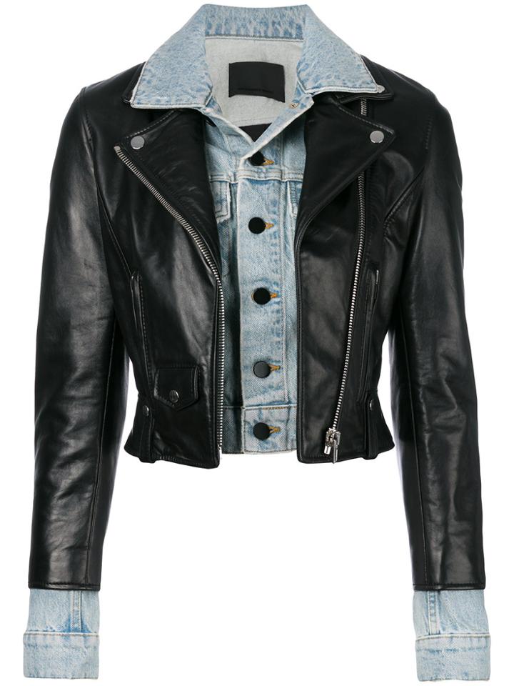 Alexander Wang Leather And Denim Hybrid Jacket - Black
