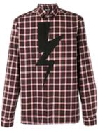 Neil Barrett - Lightning Bolt Check Shirt - Men - Cotton - 40, Black, Cotton