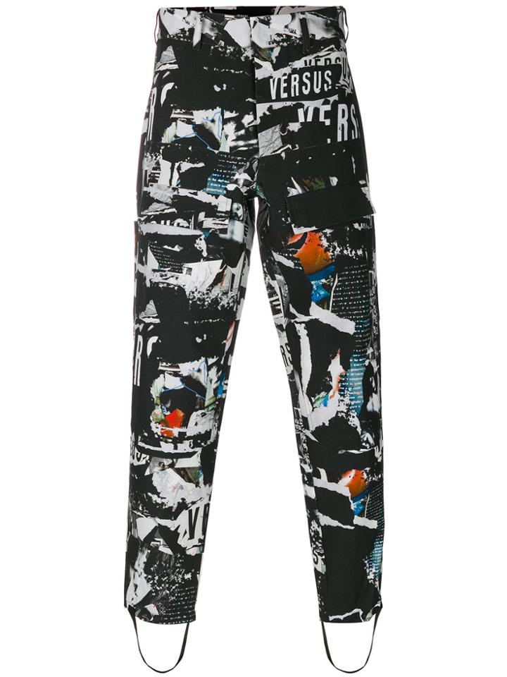 Versus Logo Print Tapered Trousers - Black