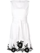 Josie Natori Embroidered Hem Denim Dress - White